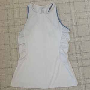 Lucky in Love White and Blue Tank Top